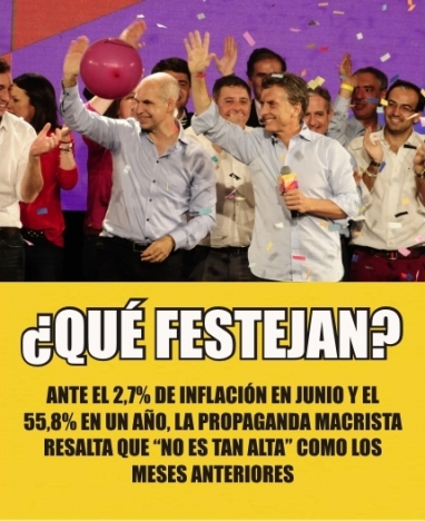 Ante el 2,7% de inflación en junio y el 55,8% en un año, Macri dice que “no es tan alta”