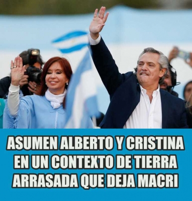 Asumen Alberto y Cristina en un contexto de tierra arrasada que deja Macri