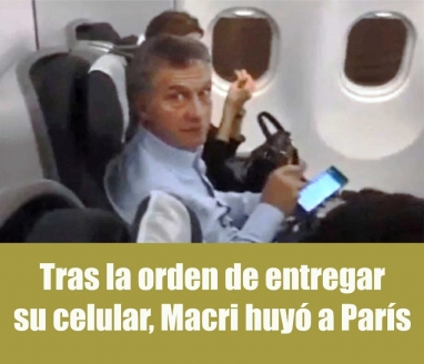 Tras la orden de entregar su celular, Macri huyó a París