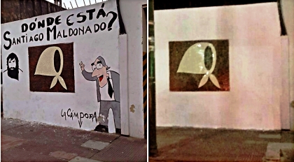 Blanquearon un mural de Santiago Maldonado y el artesano volvió a desaparecer