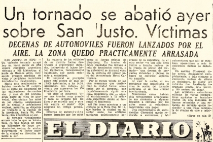 El tornado desbastador de San Justo en 1973