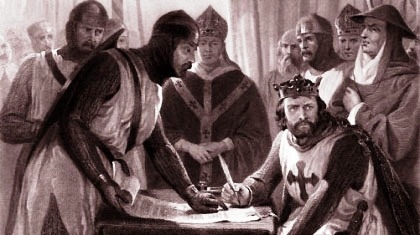 En Inglaterra, Juan Sin Tierra firma la Carta Magna