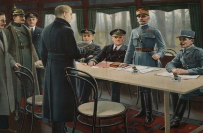 En un vagón de tren en Compiègne, el Imperio alemán se rinden ante los Aliados