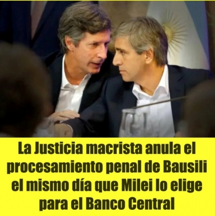 La Justicia macrista anula el procesamiento penal de Bausili el mismo día que Milei lo elige para el Banco Central