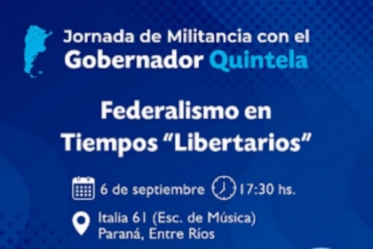 Ricardo Quintela vendrá a Paraná para hablar de federalismo en tiempos libertarios