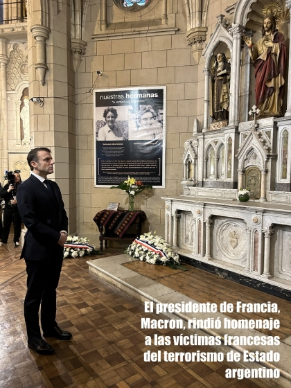 El presidente de Francia, Macron, rindió homenaje a las víctimas francesas del terrorismo de Estado argentino