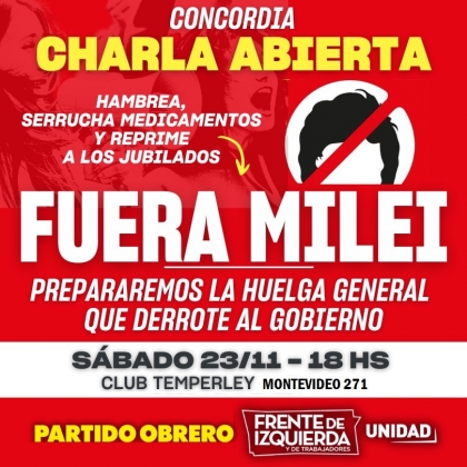 El Partido Obrero invita a una charla para debatir una huelga general que derrote a Milei