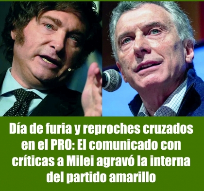 Día de furia y reproches cruzados en el PRO: El comunicado con críticas a Milei agravó la interna del partido amarillo