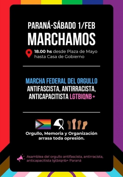 Marcha Federal antifascista se replicará en cinco ciudades de Entre Ríos