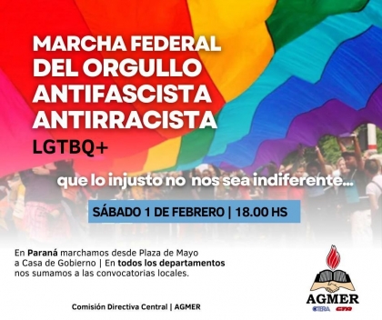 AGMER adhiere y convoca a la Marcha Federal Antifascista en Paraná