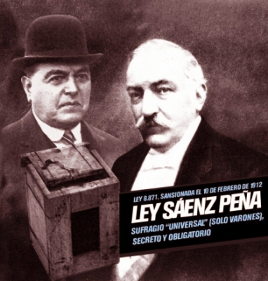 Ley Sáenz Peña: voto universal, secreto y obligatorio para los varones
