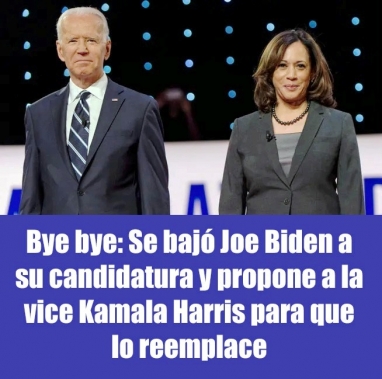 Bye bye: Se bajó Joe Biden a su candidatura y propone a la vice Kamala Harris para que lo reemplace